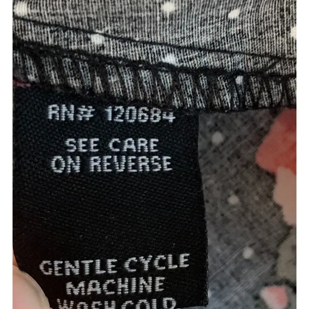 Torrid Womens Dark Cottagecore Dress Size 20 Black Pink Cotton Roses Polka Dots